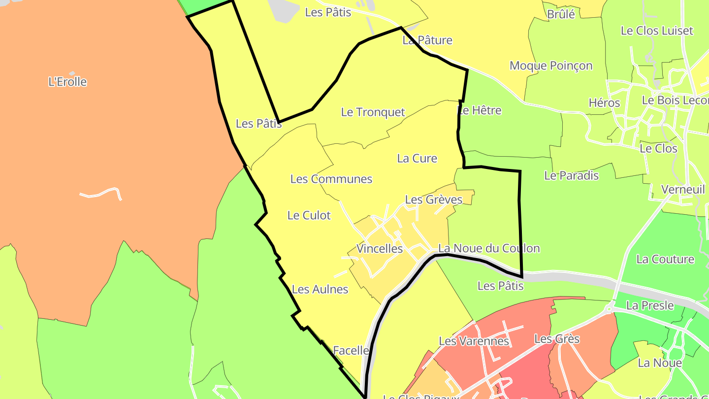 Carte des prix de l'immobilier Vincelles