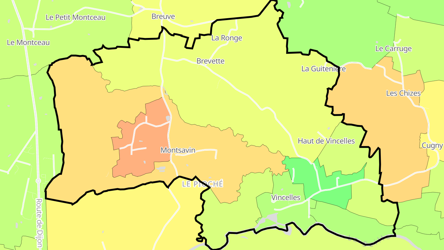 Carte des prix de l'immobilier Vincelles