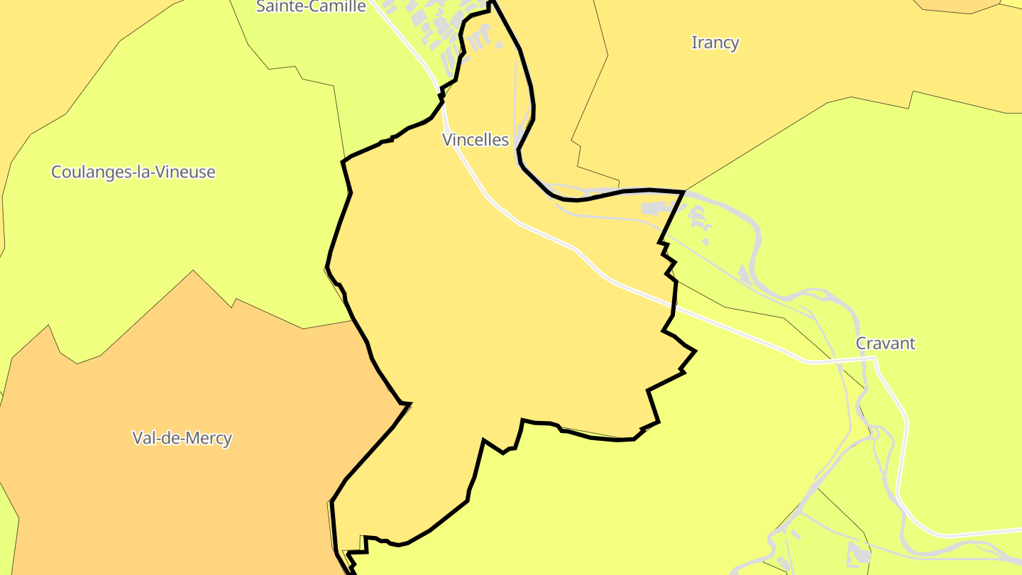 Carte des prix de l'immobilier Vincelles