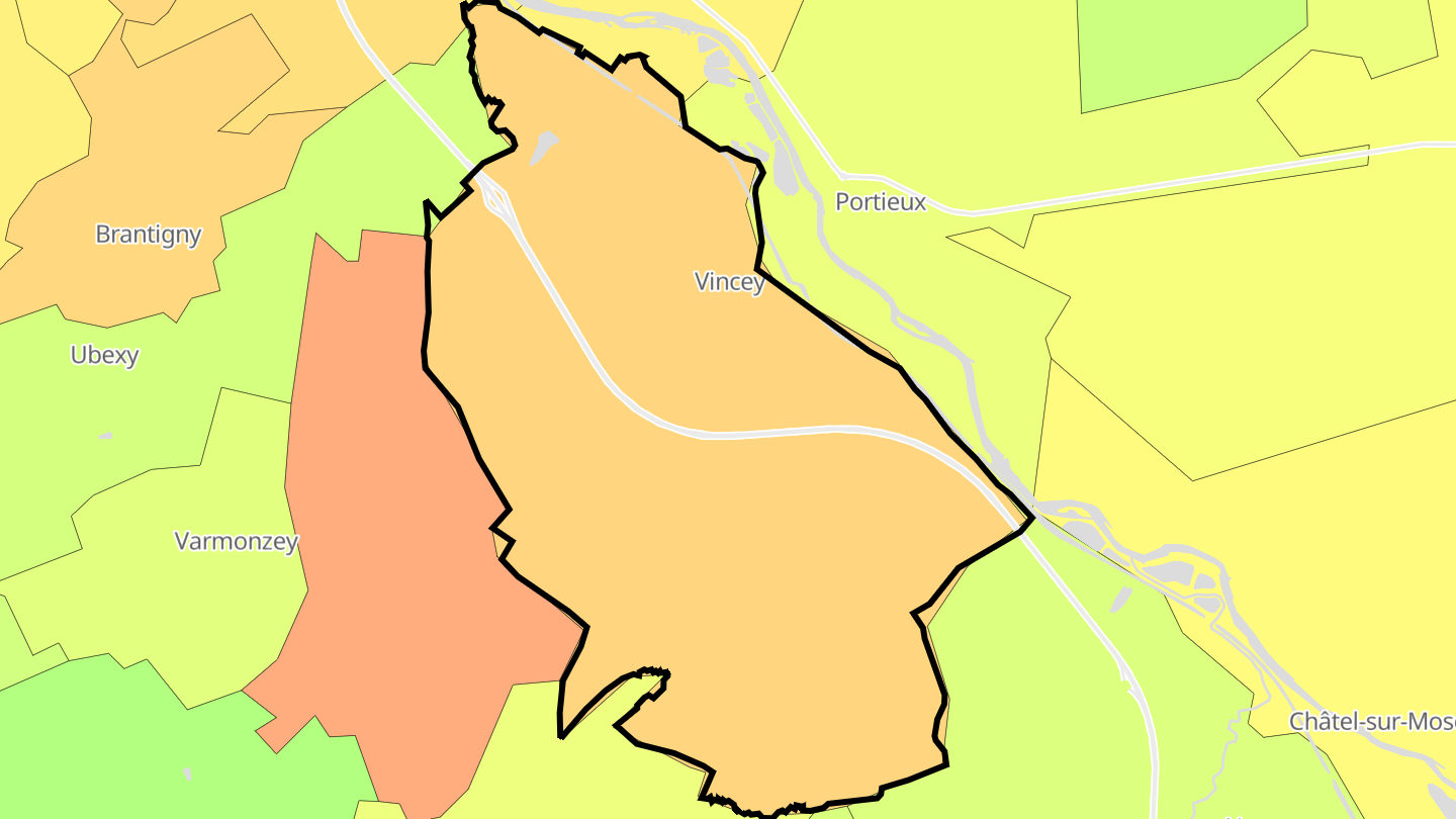 Carte des prix de l'immobilier Vincey