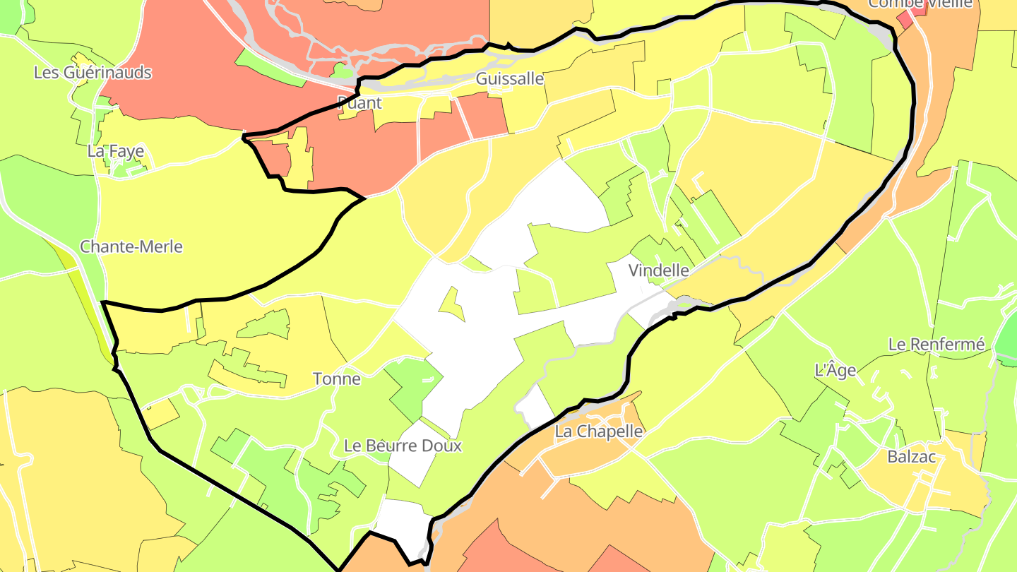 Carte des prix de l'immobilier Vindelle