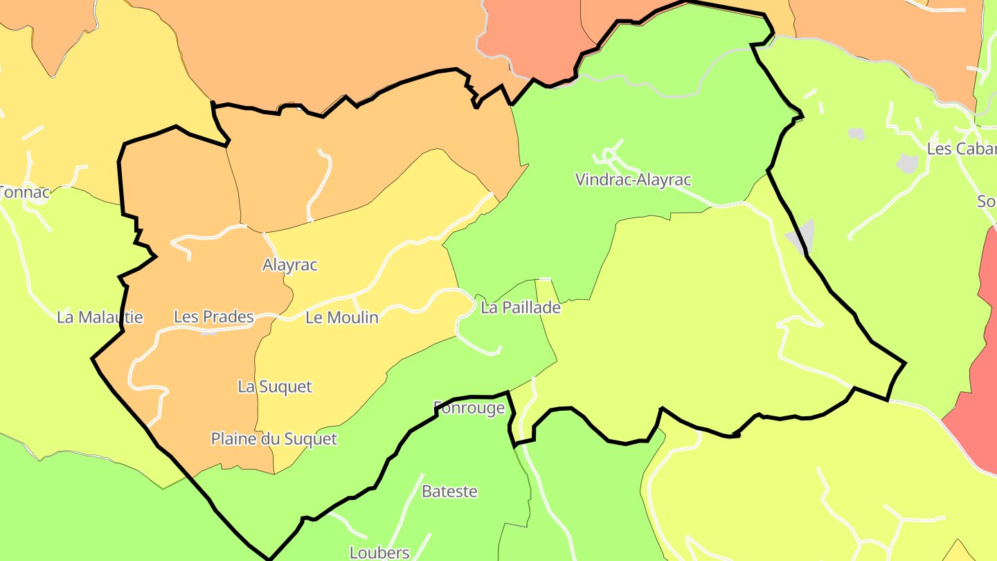 Carte des prix de l'immobilier Vindrac-Alayrac