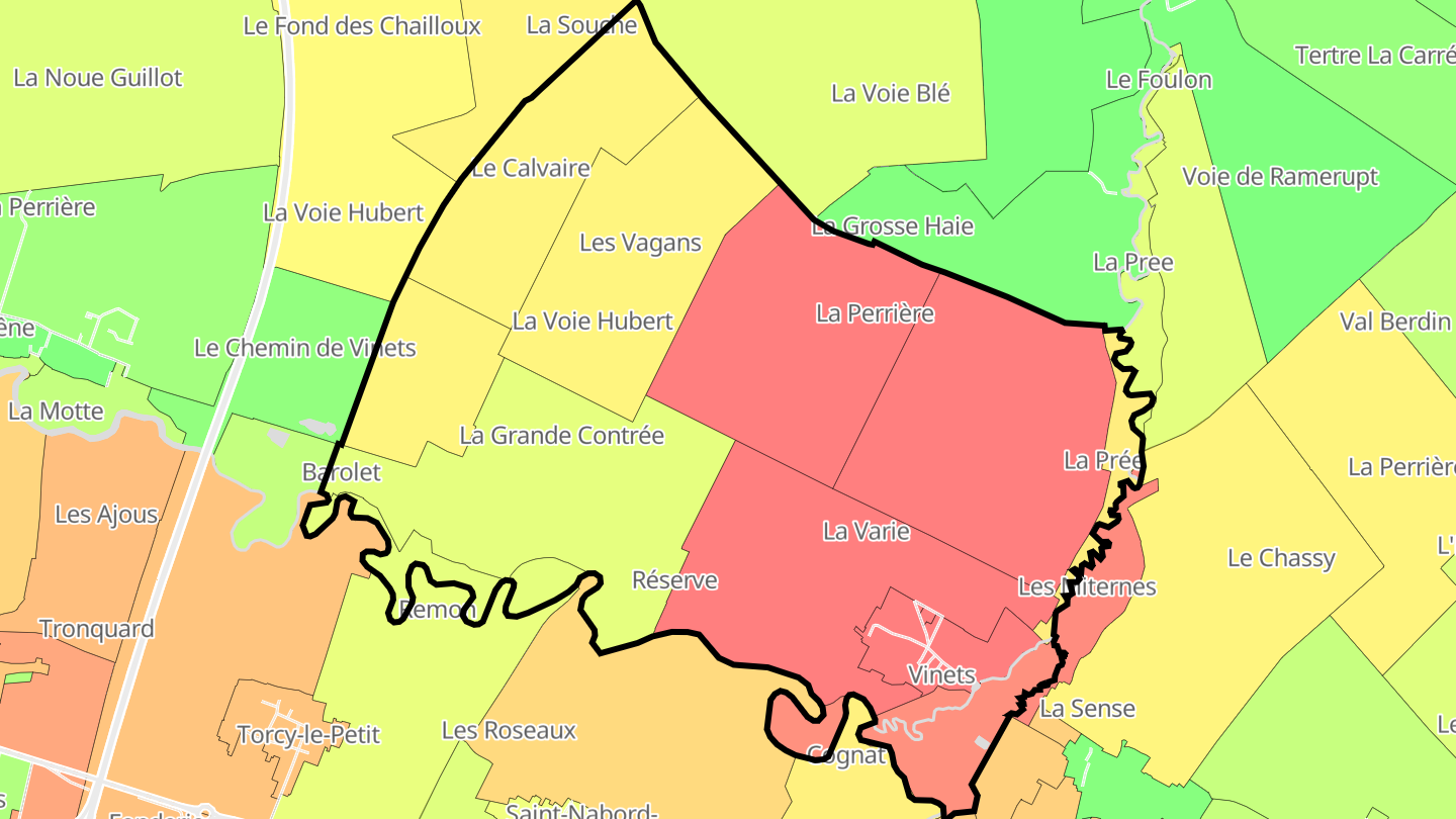 Carte des prix de l'immobilier Vinets