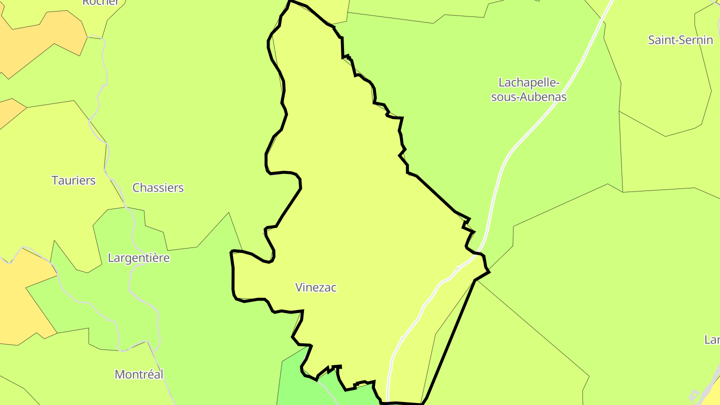 Carte des prix de l'immobilier Vinezac
