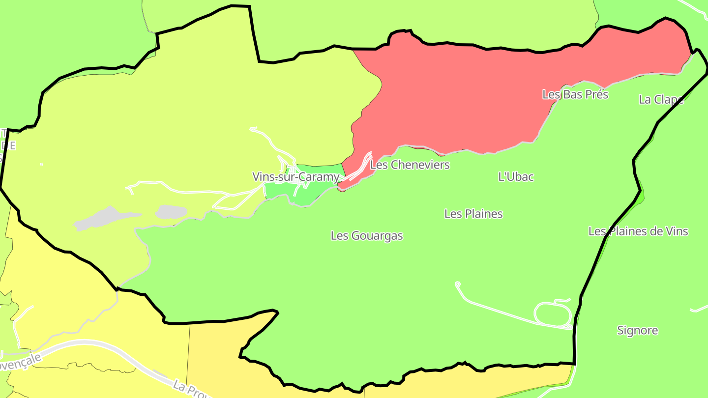 Carte des prix de l'immobilier Vins-sur-Caramy