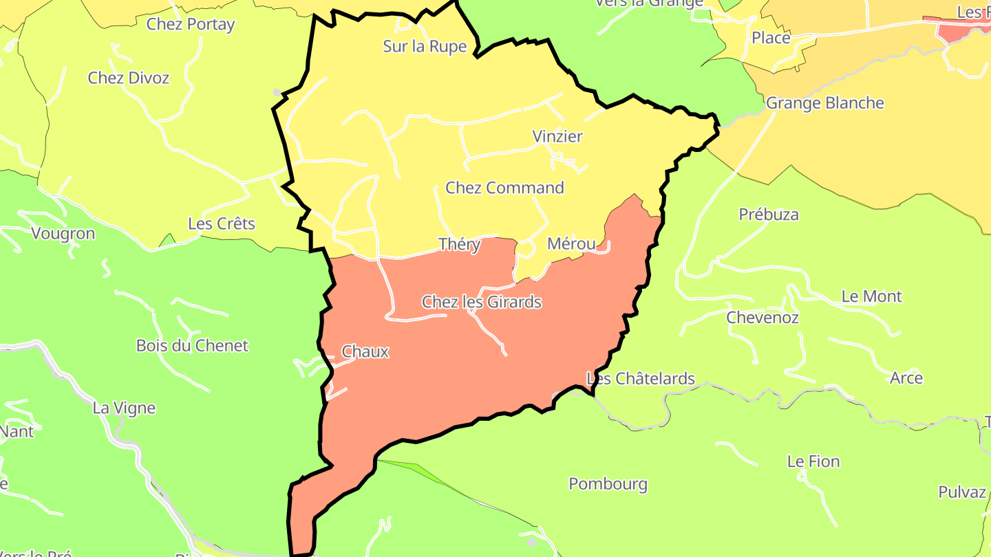Carte des prix de l'immobilier Vinzier