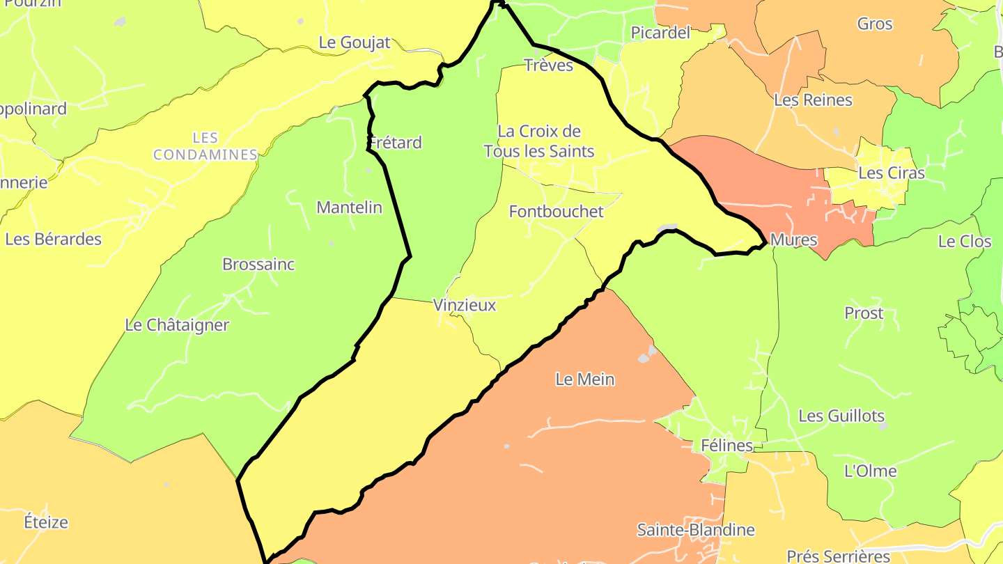 Carte des prix de l'immobilier Vinzieux