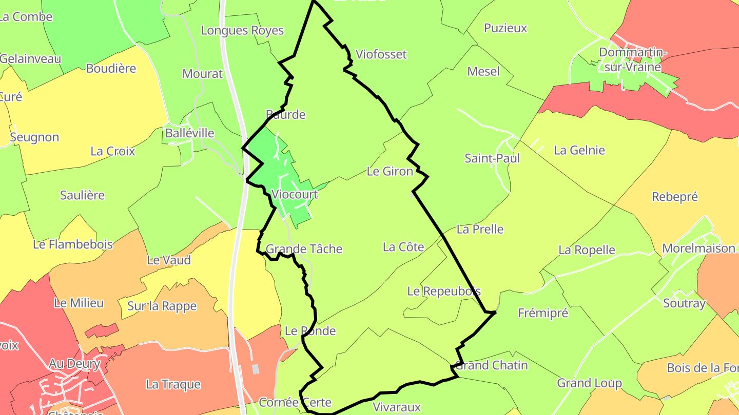 Carte des prix de l'immobilier Viocourt
