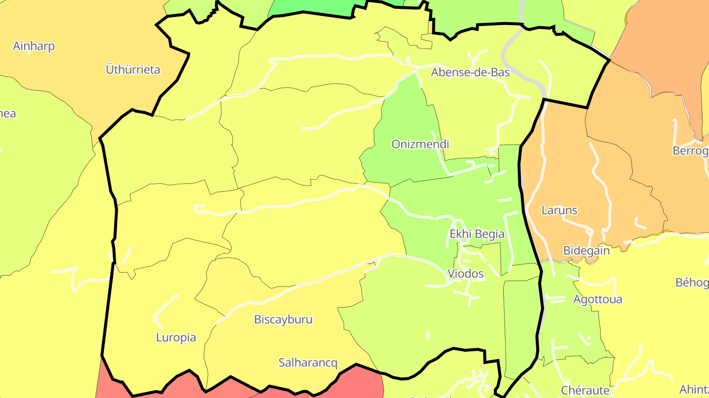 Carte des prix de l'immobilier Viodos-Abense-de-Bas