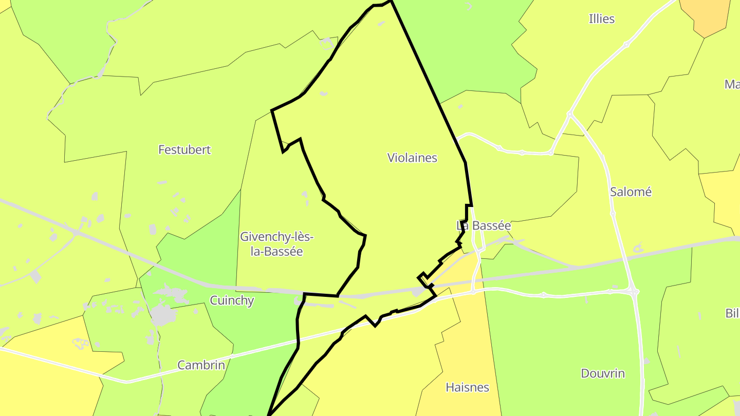 Carte des prix de l'immobilier Violaines