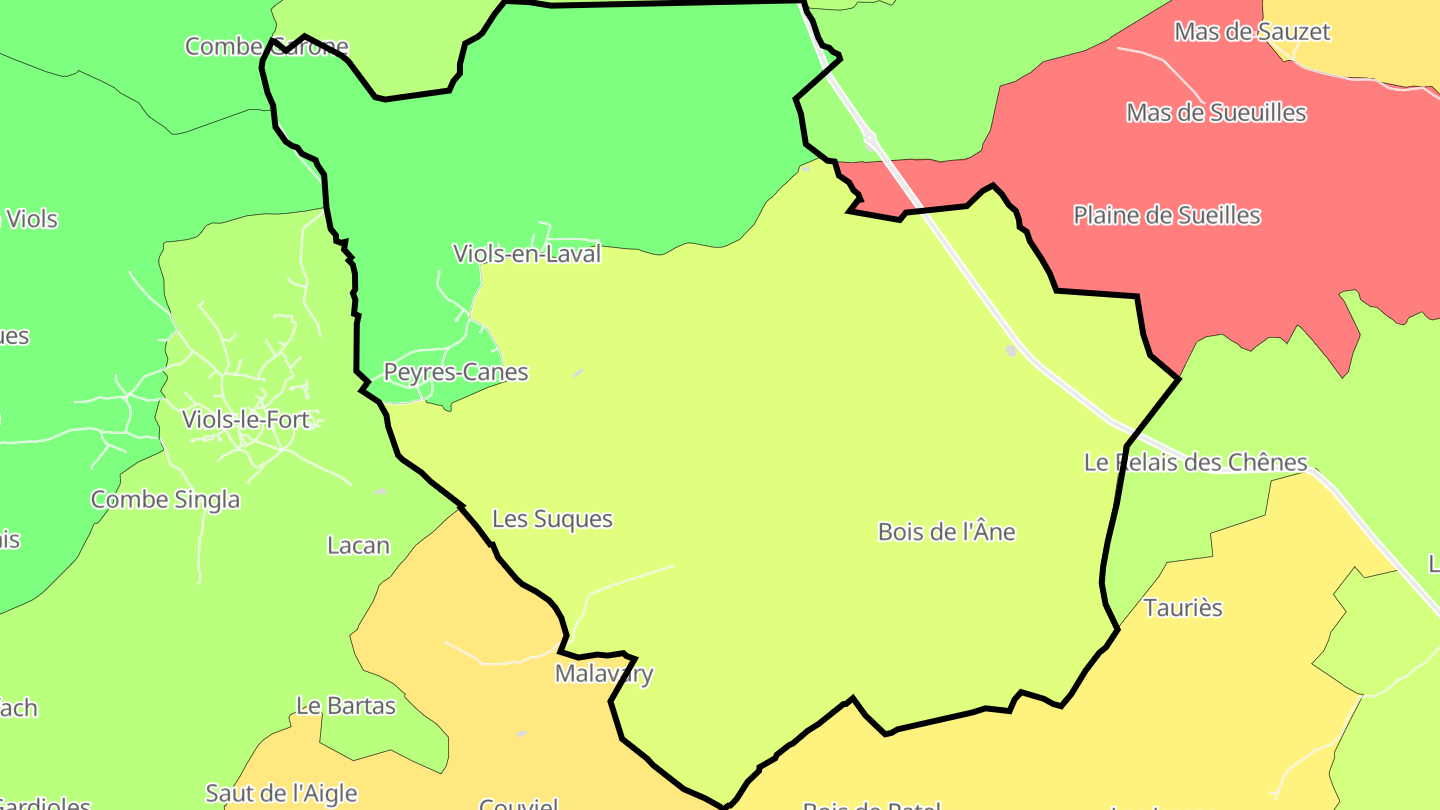 Carte des prix de l'immobilier Viols-en-Laval