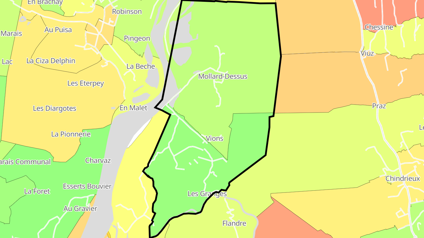 Carte des prix de l'immobilier Vions