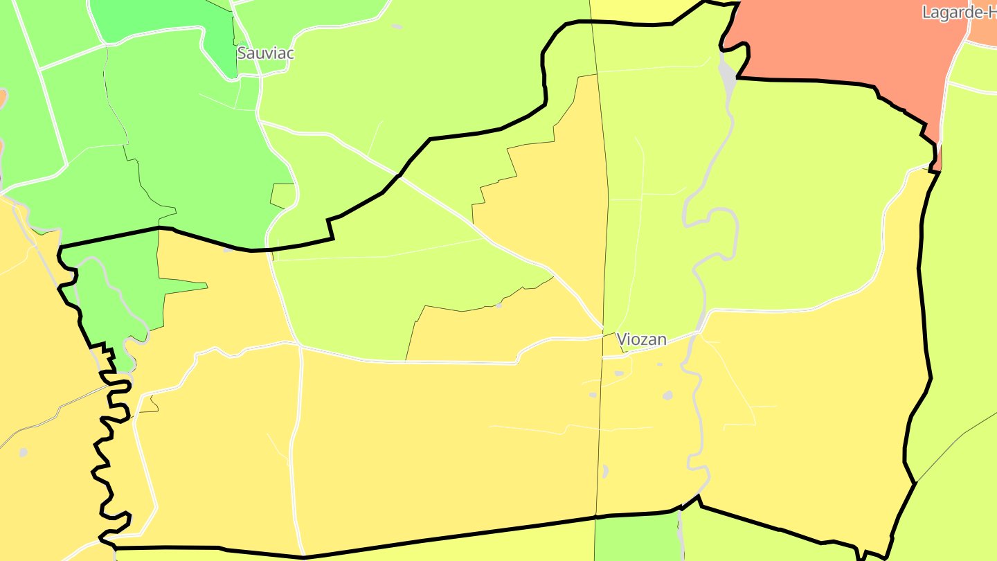 Carte des prix de l'immobilier Viozan