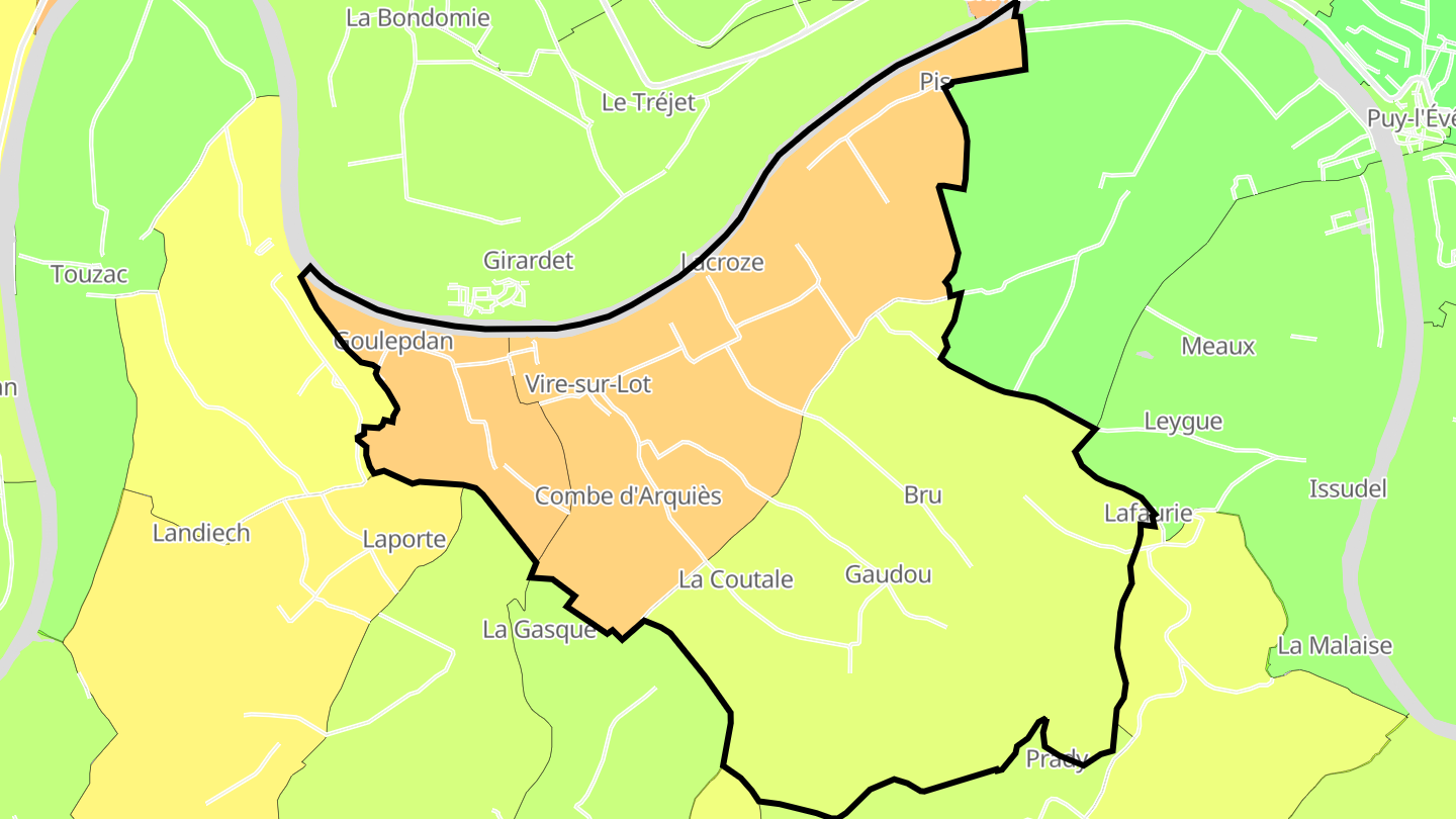 Carte des prix de l'immobilier Vire-sur-Lot