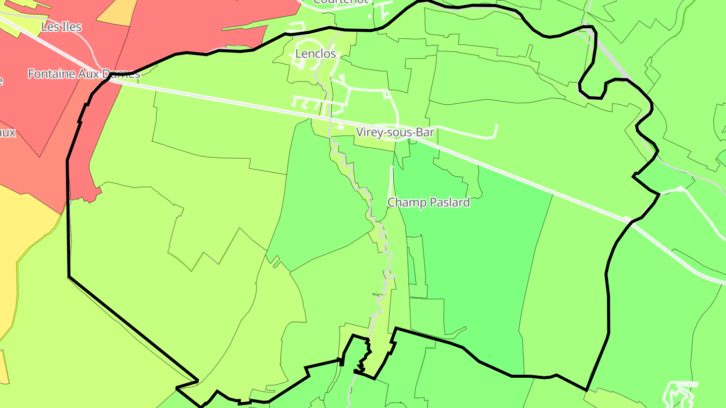 Carte des prix de l'immobilier Virey-sous-Bar
