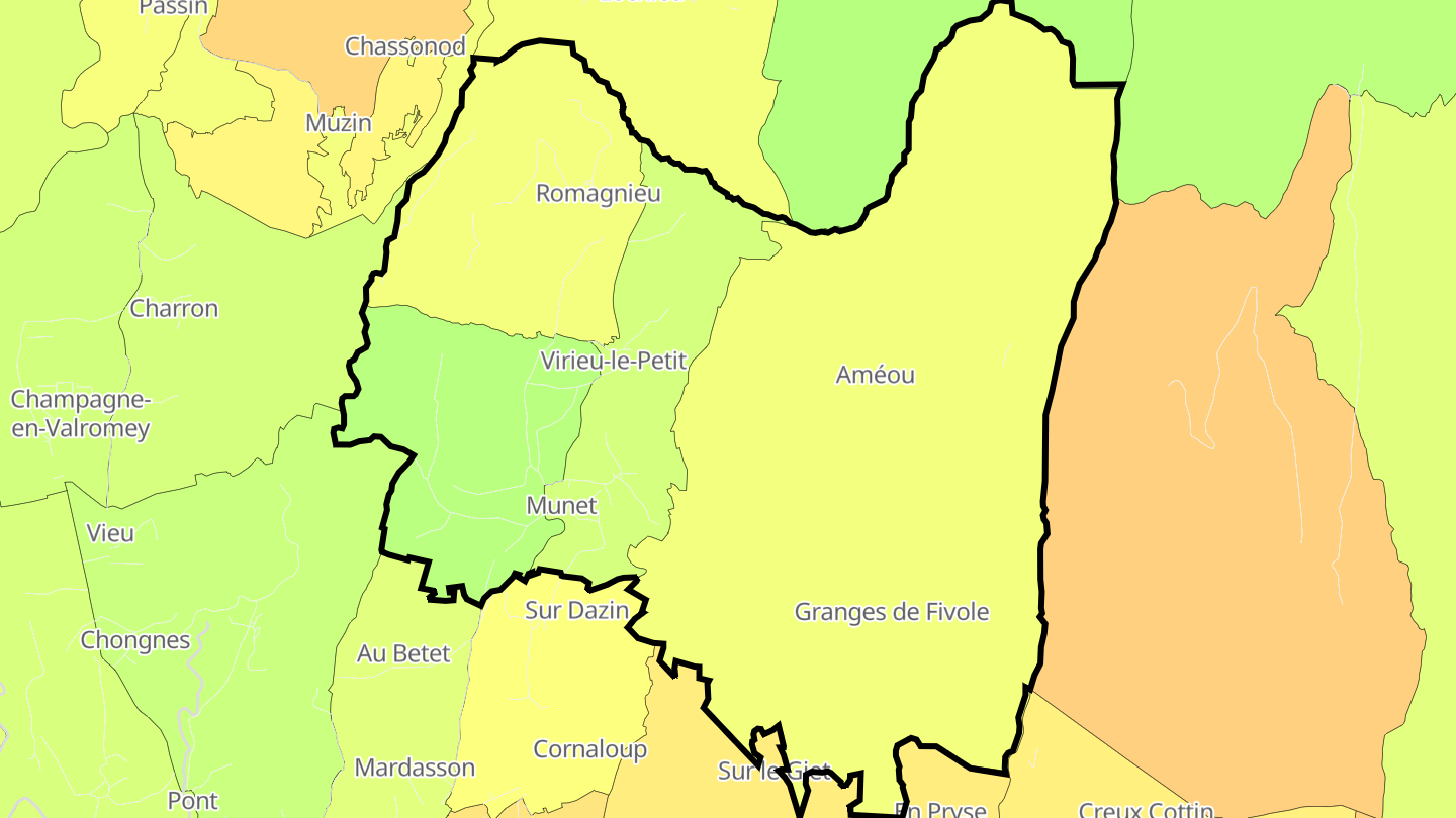 Carte des prix de l'immobilier Virieu-le-Petit