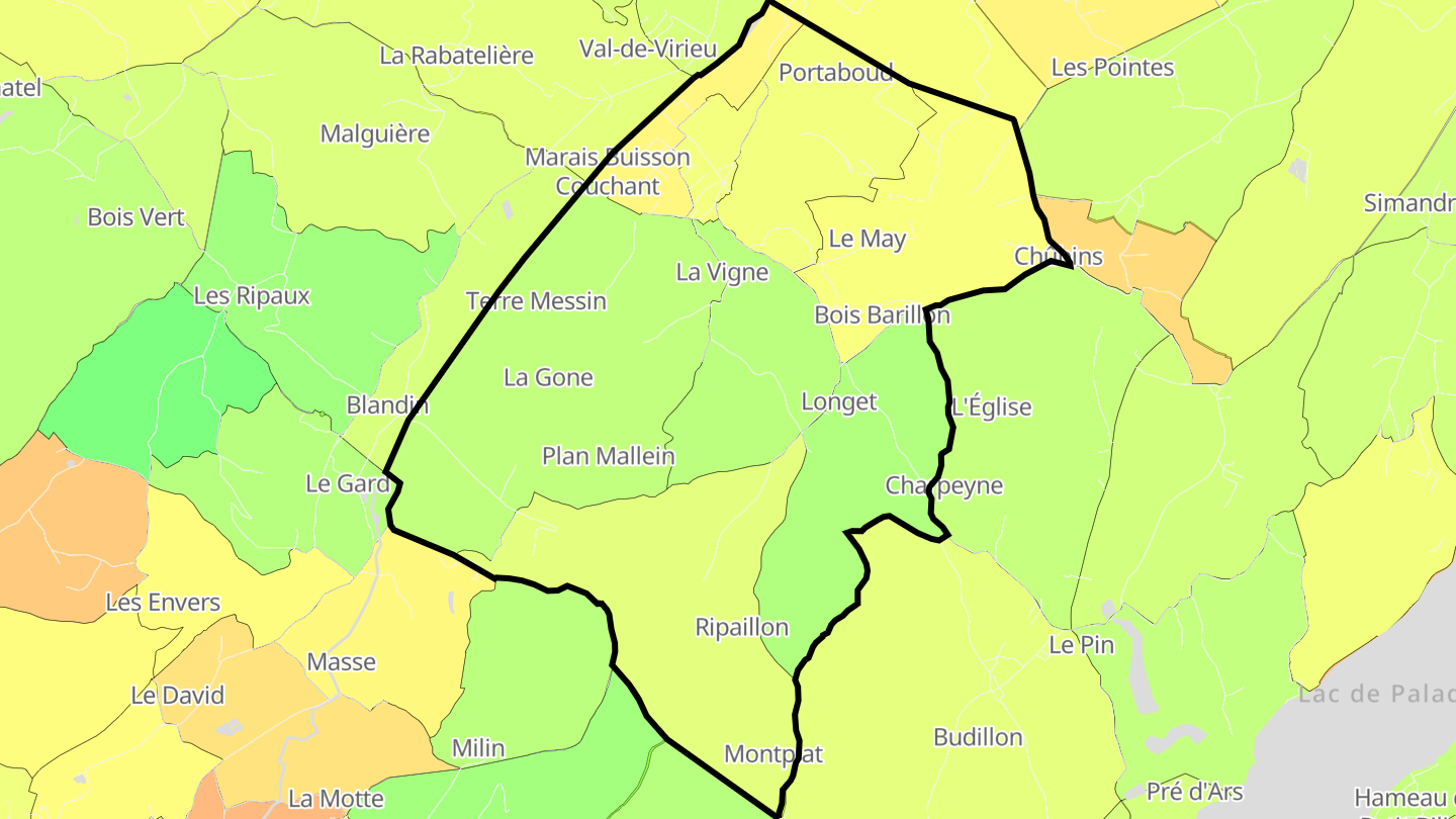 Carte des prix de l'immobilier Virieu