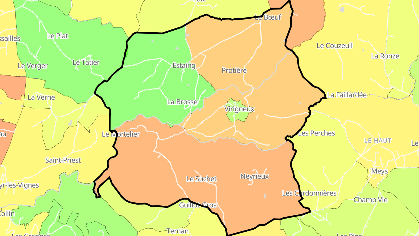Carte des prix de l'immobilier Virigneux
