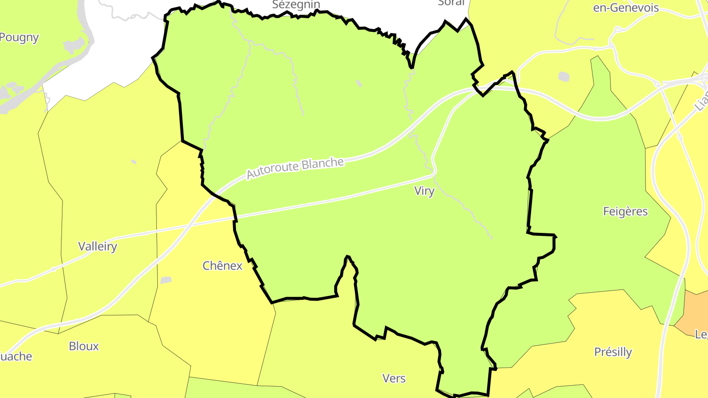 Carte des prix de l'immobilier Viry