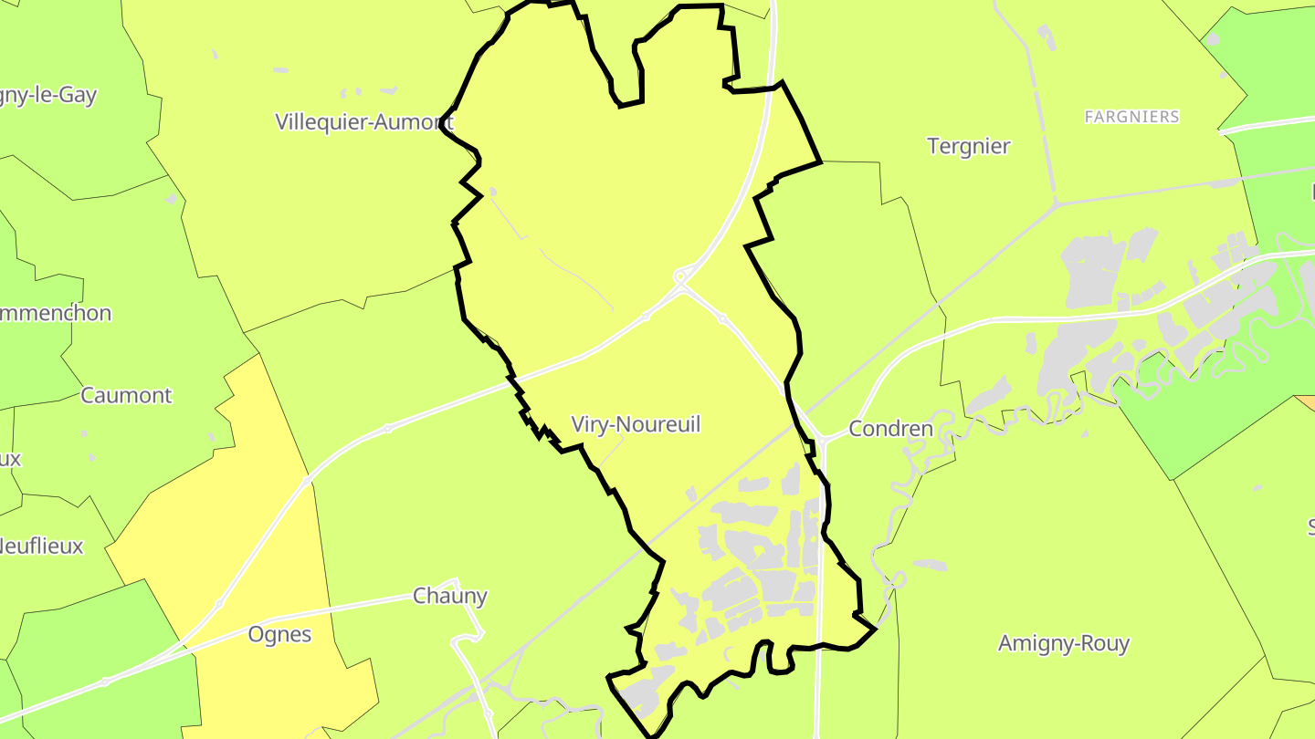 Carte des prix de l'immobilier Viry-Noureuil