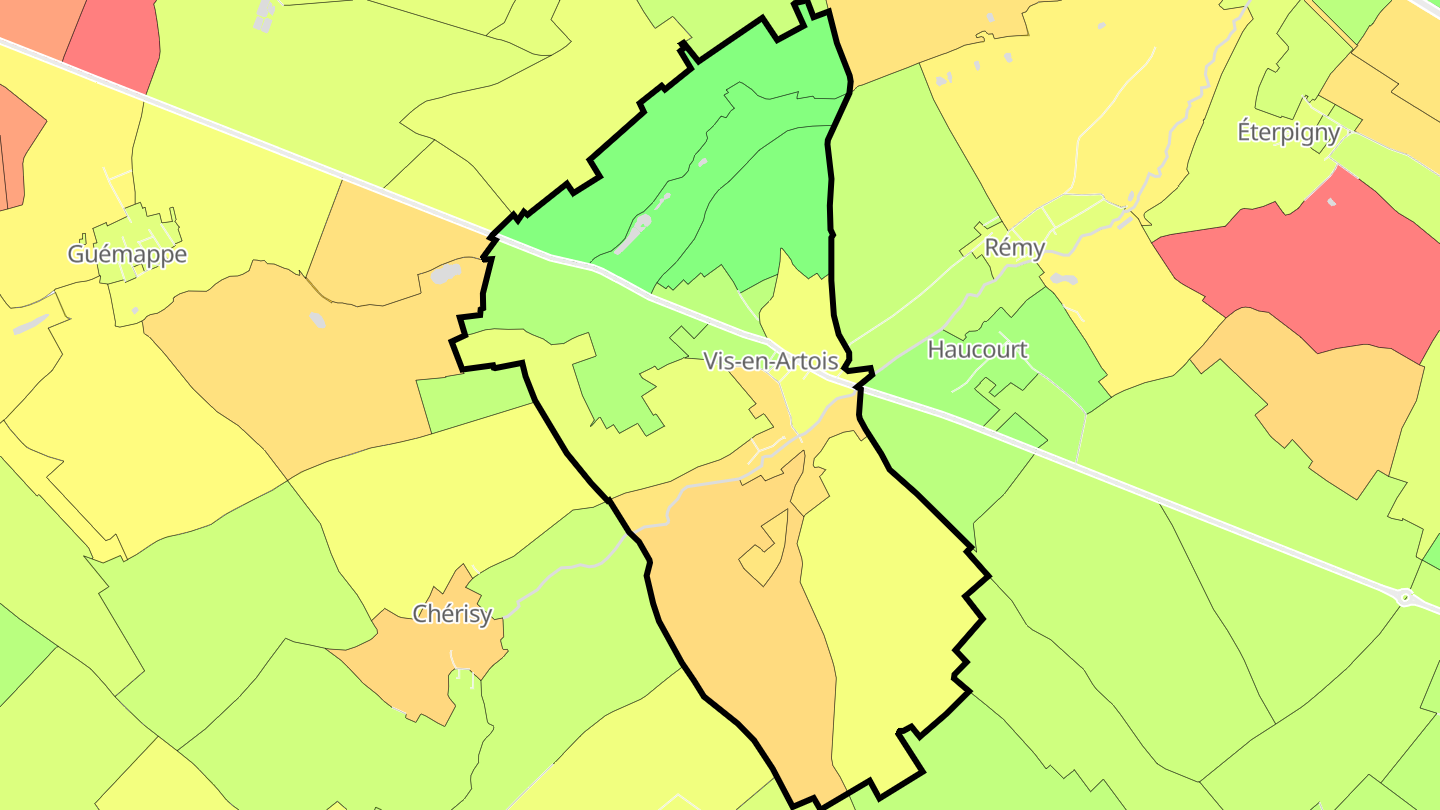 Carte des prix de l'immobilier Vis-en-Artois