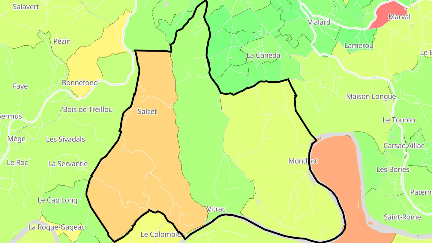 Carte des prix de l'immobilier Vitrac