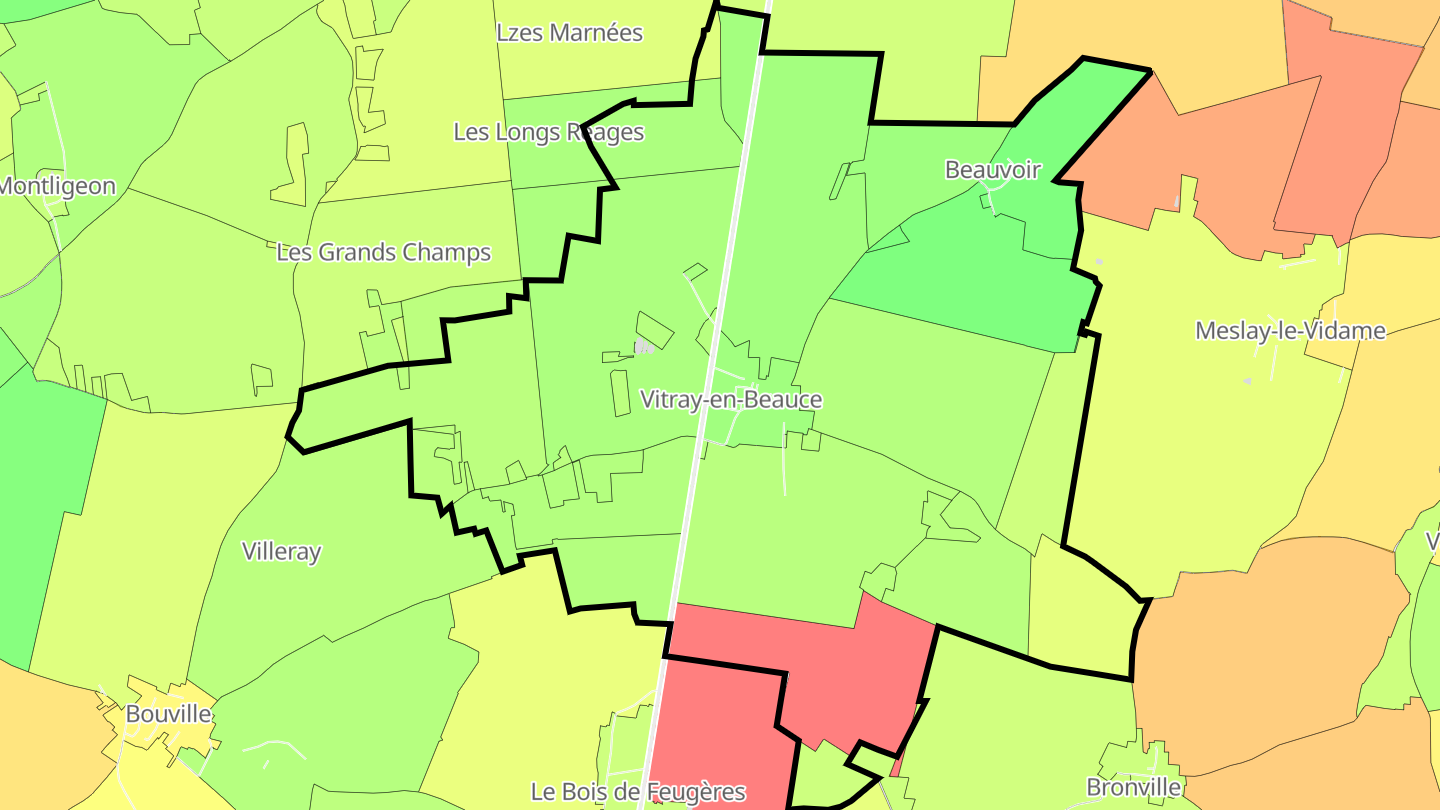 Carte des prix de l'immobilier Vitray-en-Beauce