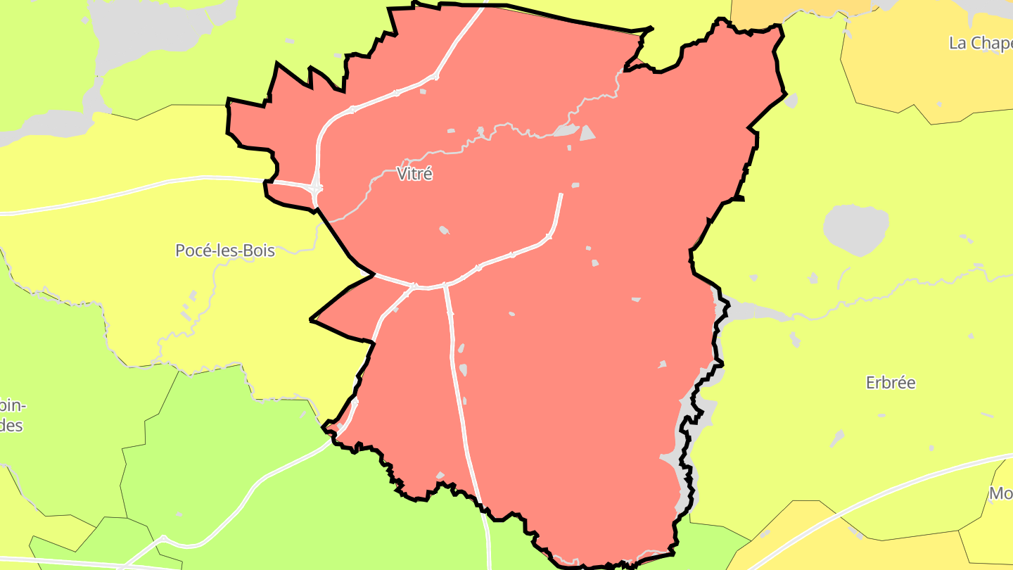 Carte des prix de l'immobilier Vitré