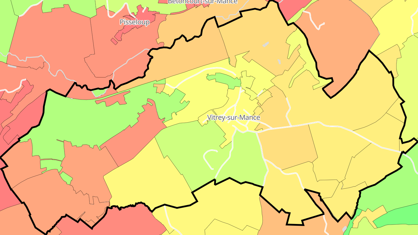 Carte des prix de l'immobilier Vitrey-sur-Mance