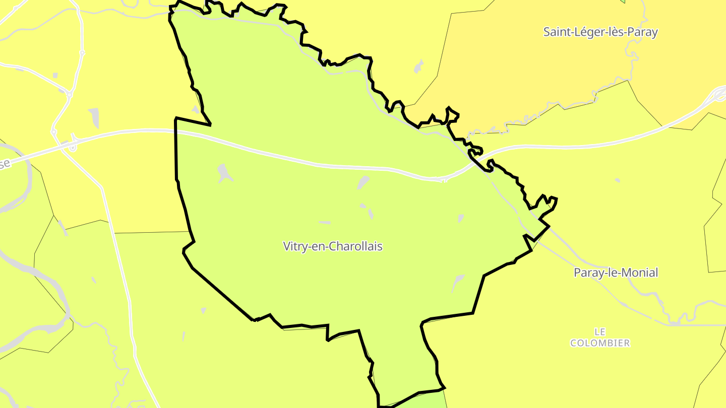 Carte des prix de l'immobilier Vitry-en-Charollais