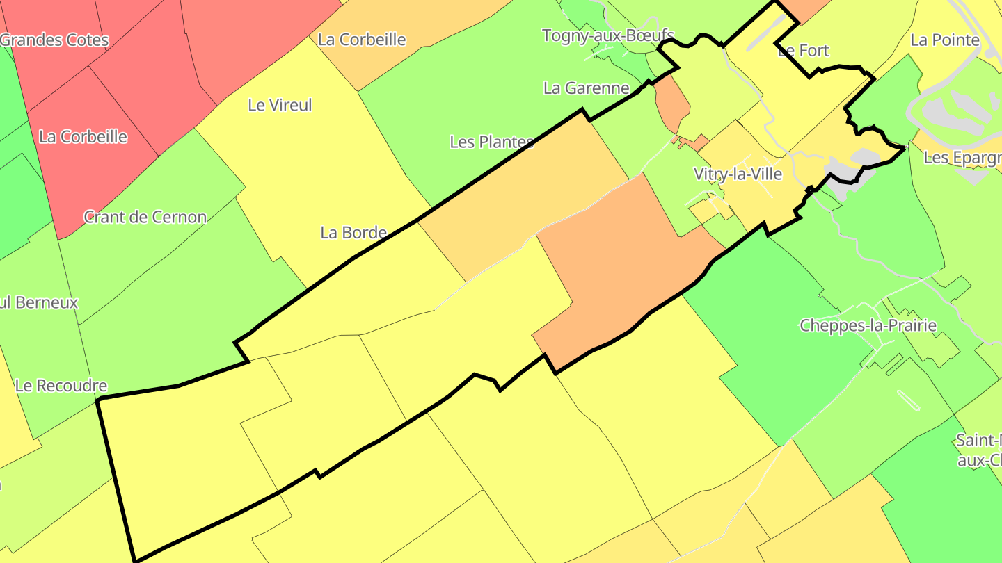 Carte des prix de l'immobilier Vitry-la-Ville