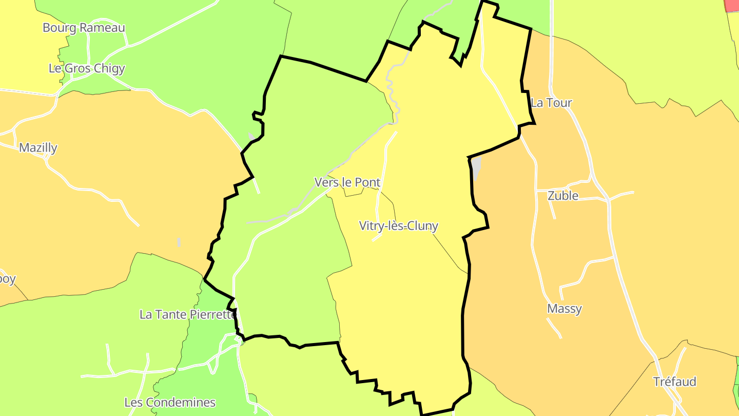 Carte des prix de l'immobilier Vitry-lès-Cluny