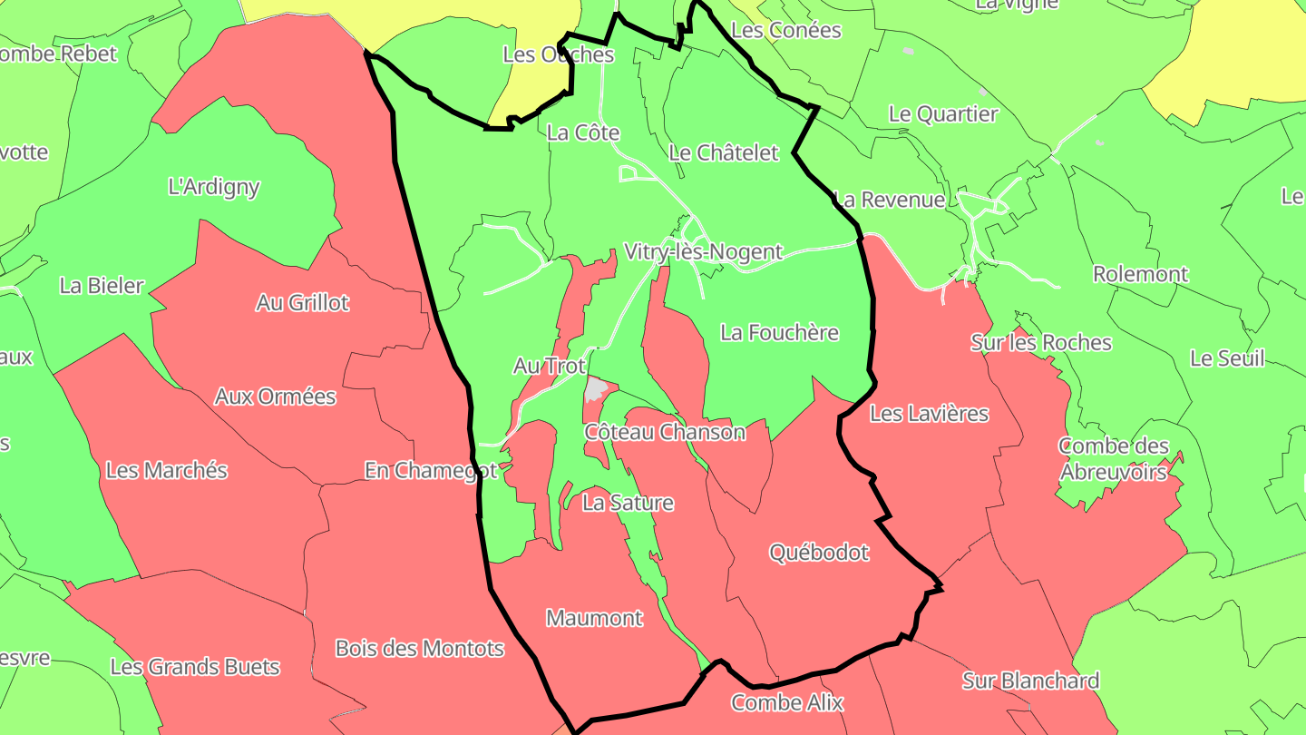 Carte des prix de l'immobilier Vitry-lès-Nogent