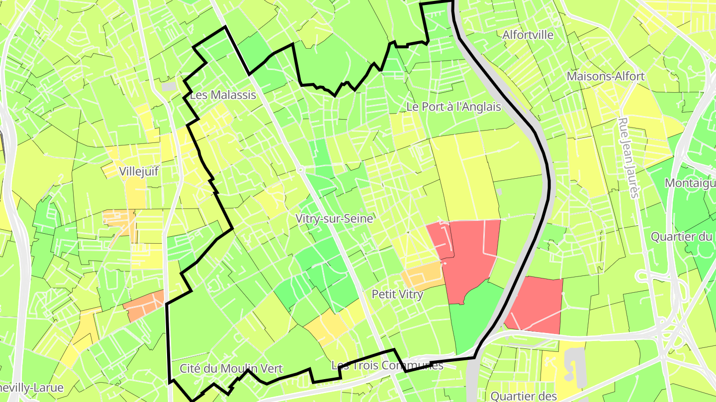 Carte des prix de l'immobilier Vitry-sur-Seine