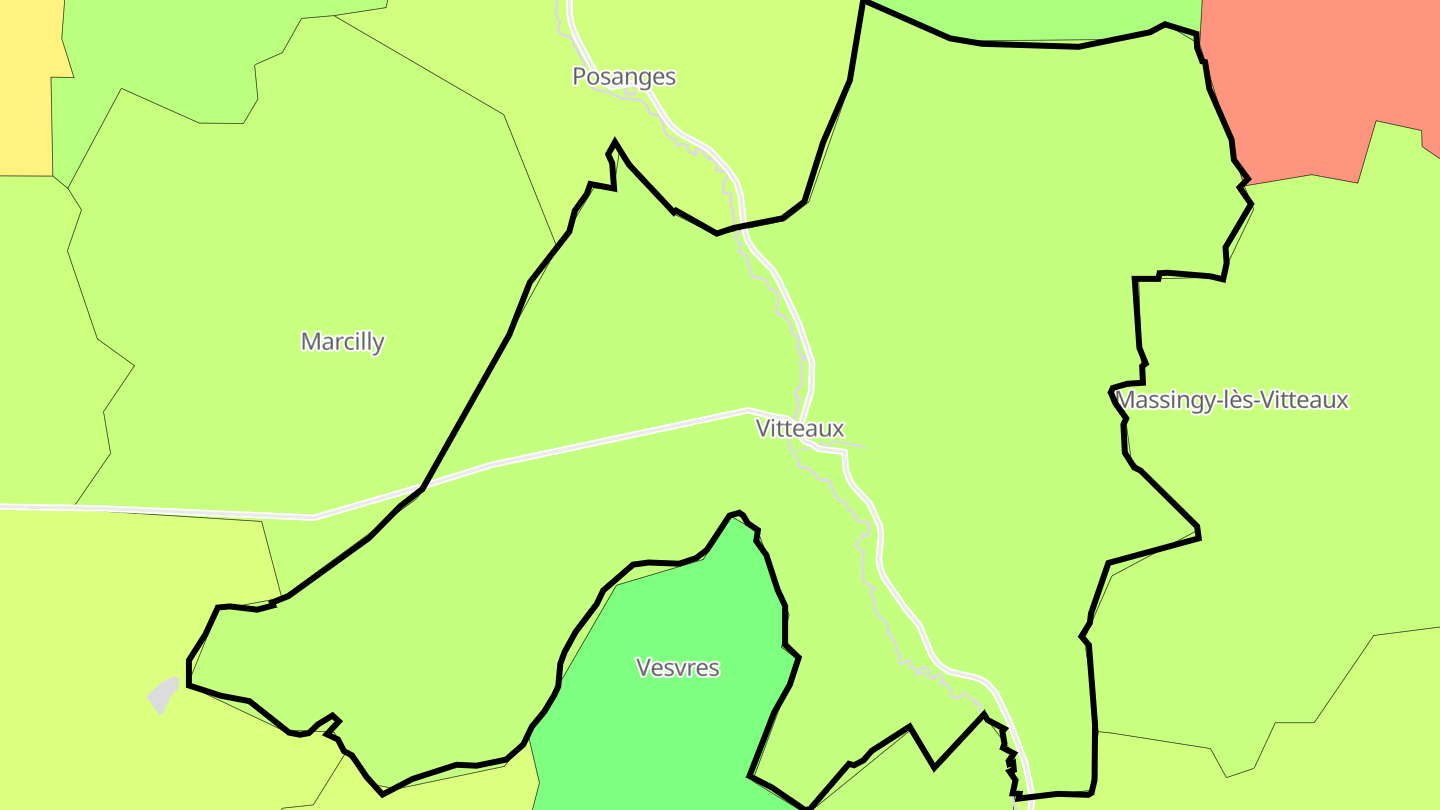 Carte des prix de l'immobilier Vitteaux