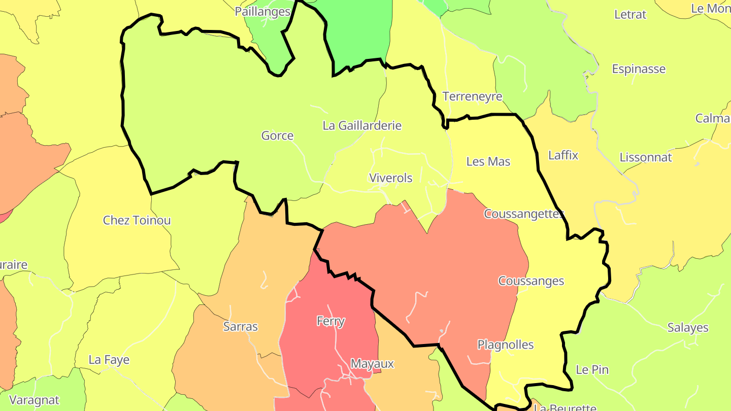 Carte des prix de l'immobilier Viverols