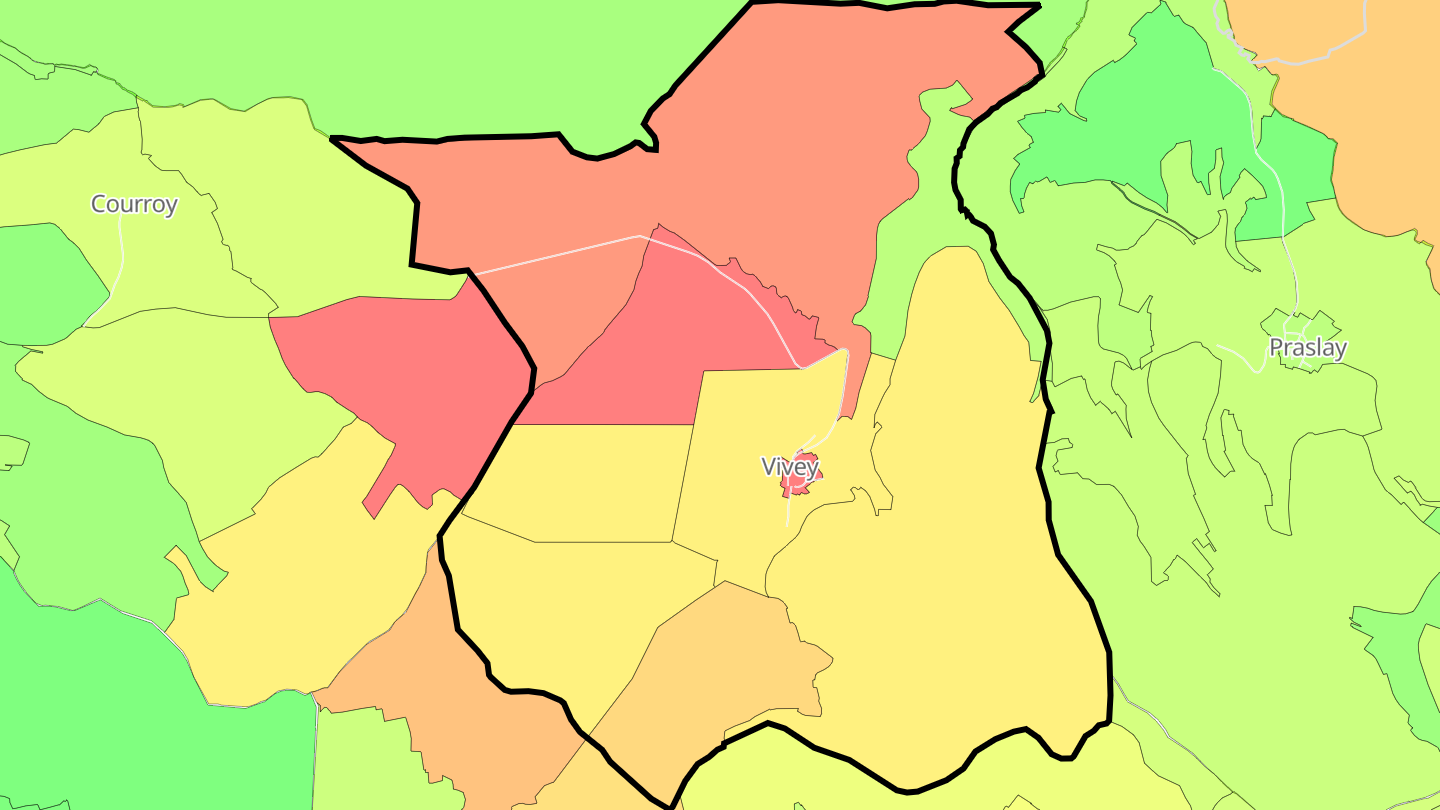 Carte des prix de l'immobilier Vivey