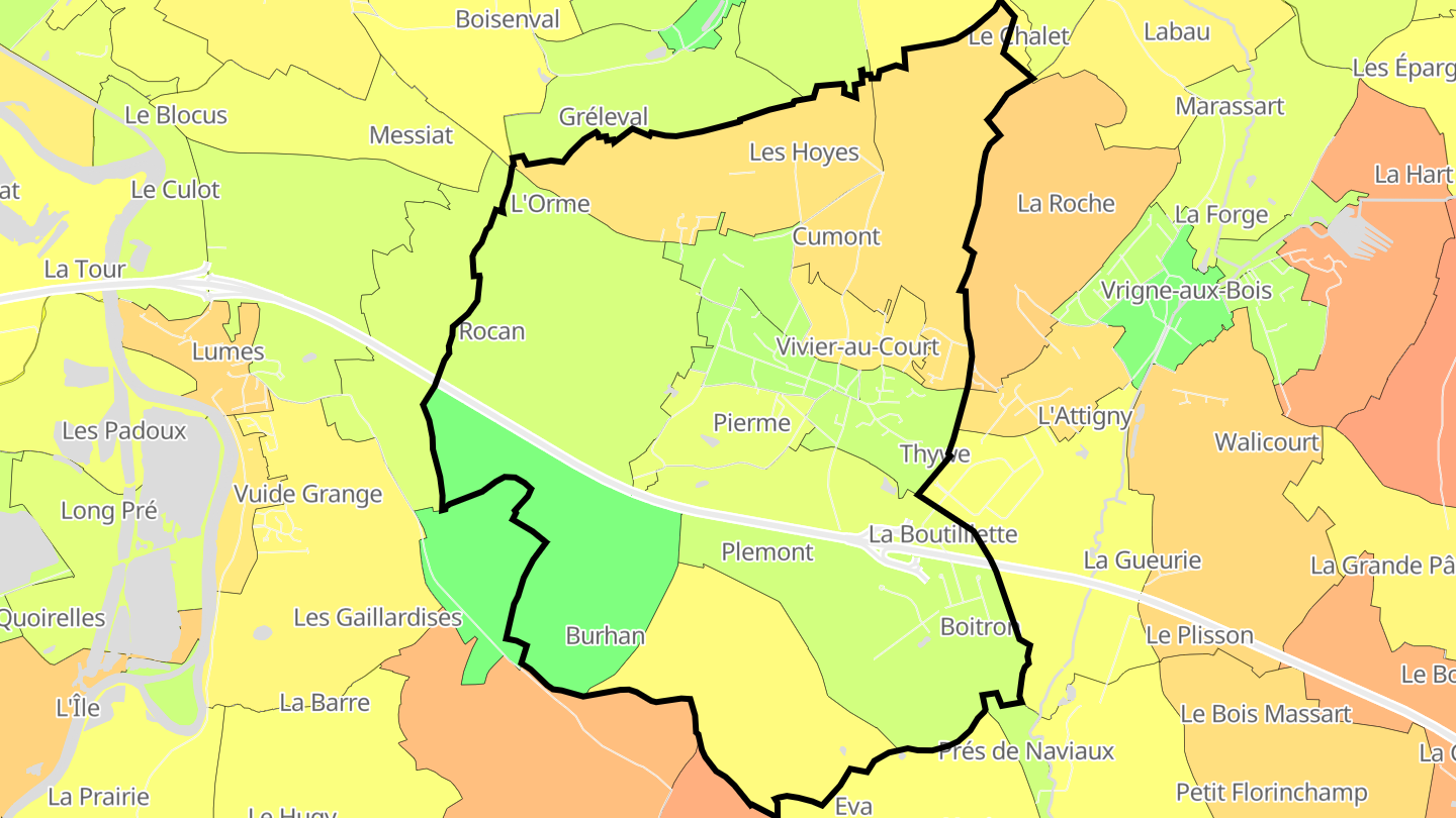 Carte des prix de l'immobilier Vivier-au-Court