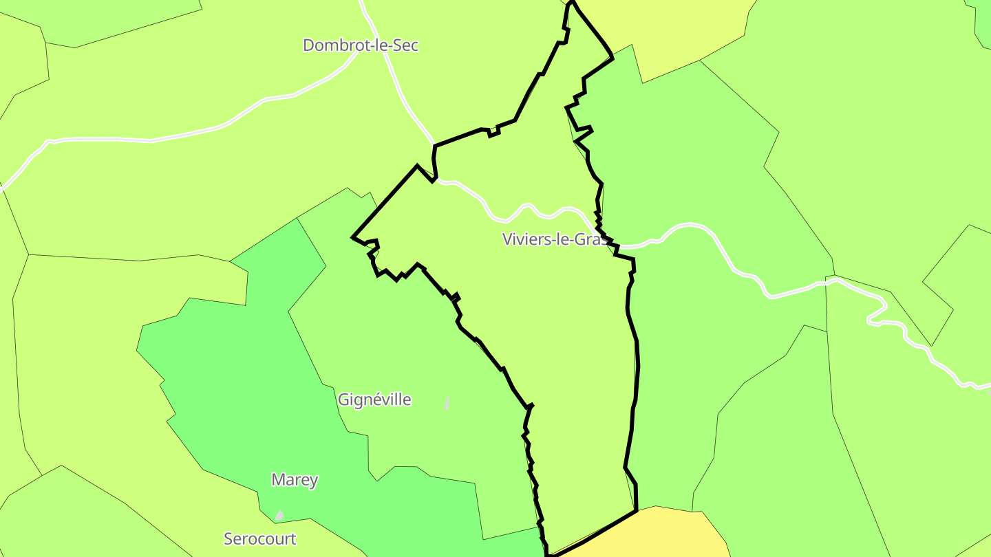 Carte des prix de l'immobilier Viviers-le-Gras