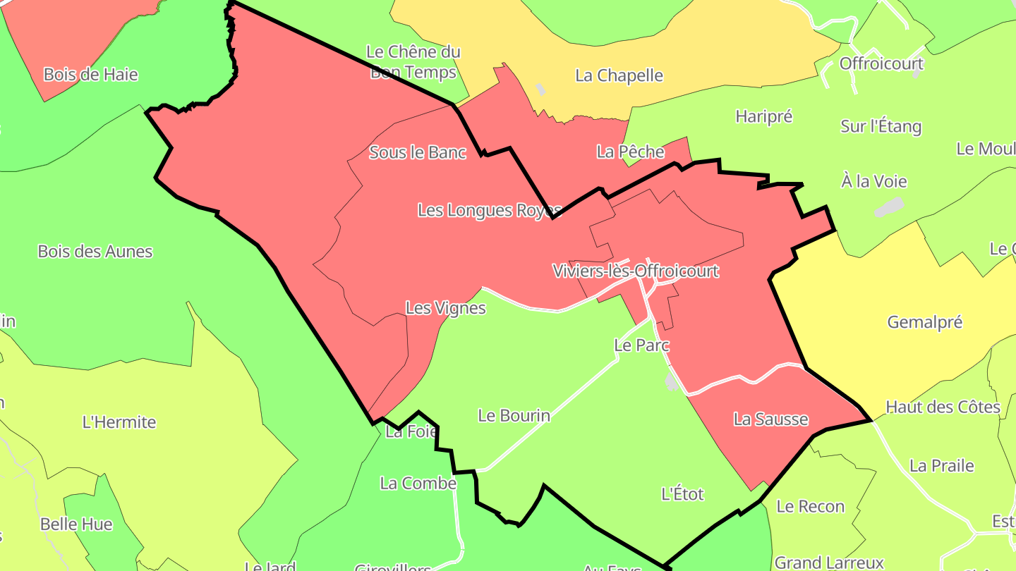 Carte des prix de l'immobilier Viviers-lès-Offroicourt