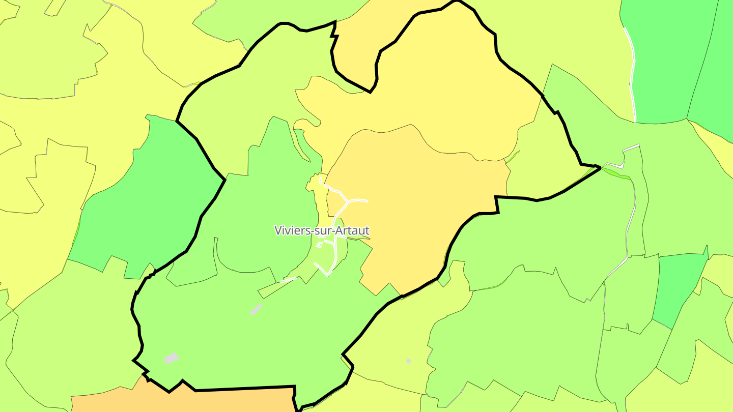 Carte des prix de l'immobilier Viviers-sur-Artaut