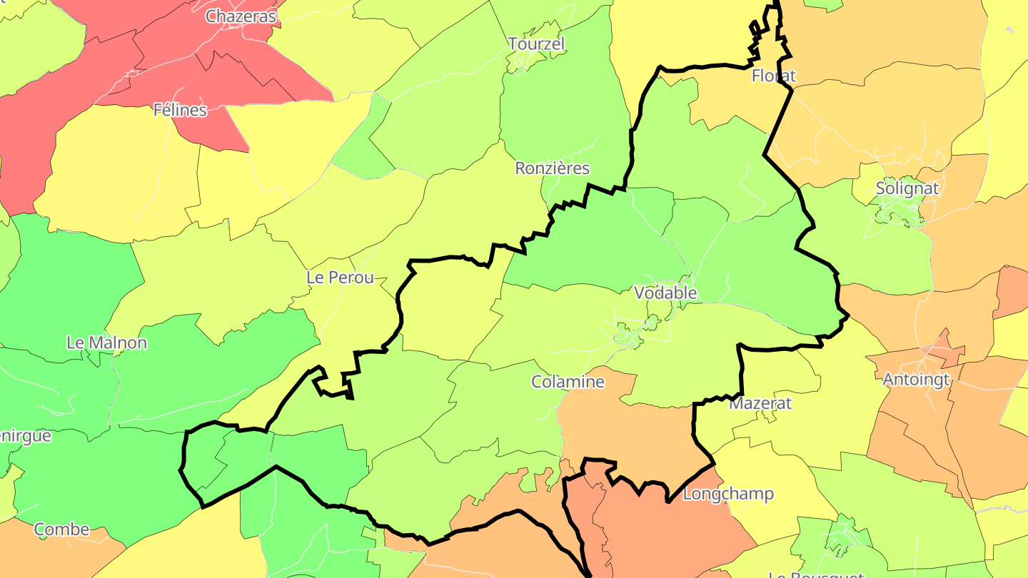Carte des prix de l'immobilier Vodable
