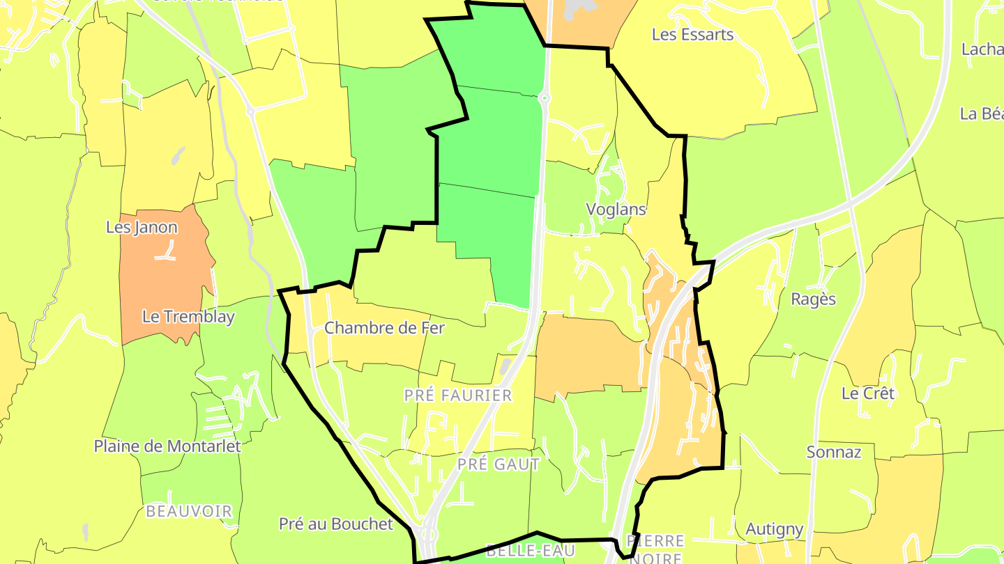 Carte des prix de l'immobilier Voglans