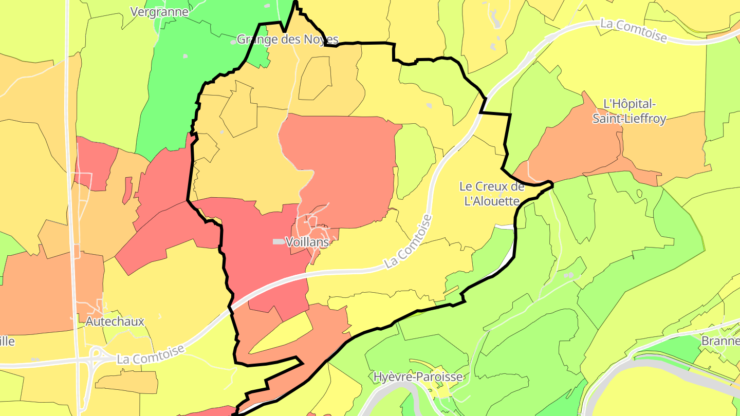 Carte des prix de l'immobilier Voillans
