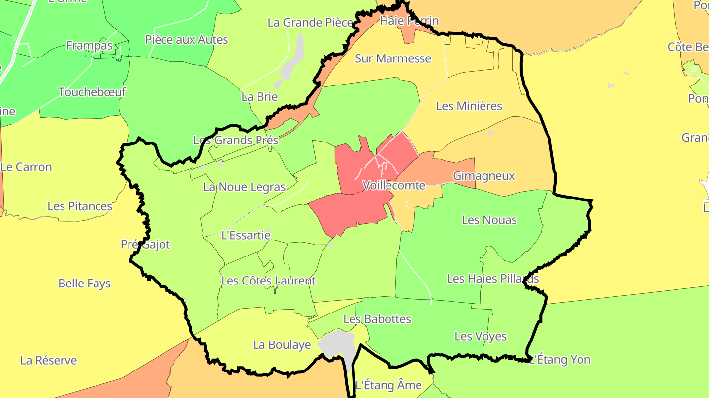 Carte des prix de l'immobilier Voillecomte