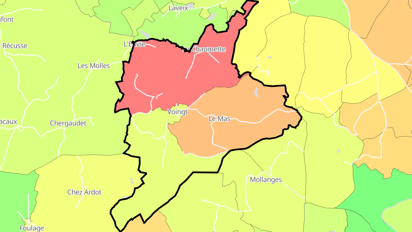 Carte des prix de l'immobilier Voingt