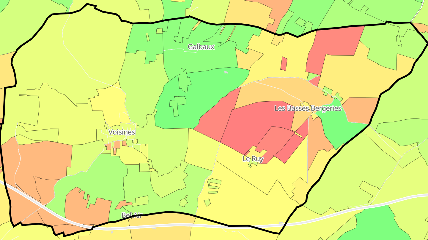 Carte des prix de l'immobilier Voisines