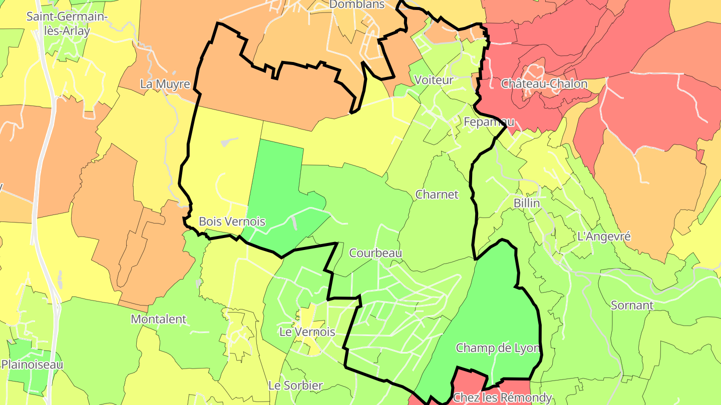 Carte des prix de l'immobilier Voiteur