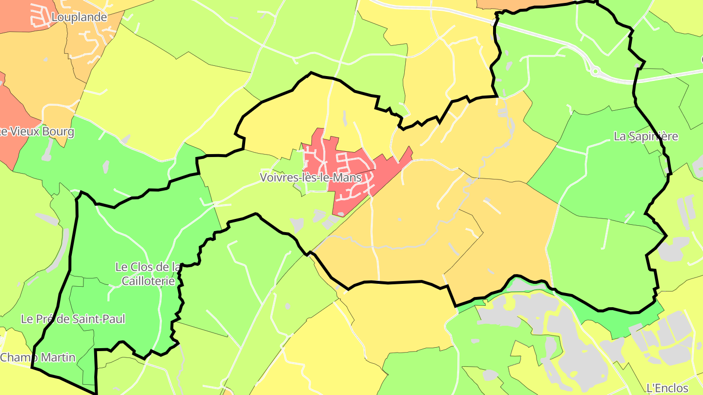 Carte des prix de l'immobilier Voivres-lès-le-Mans