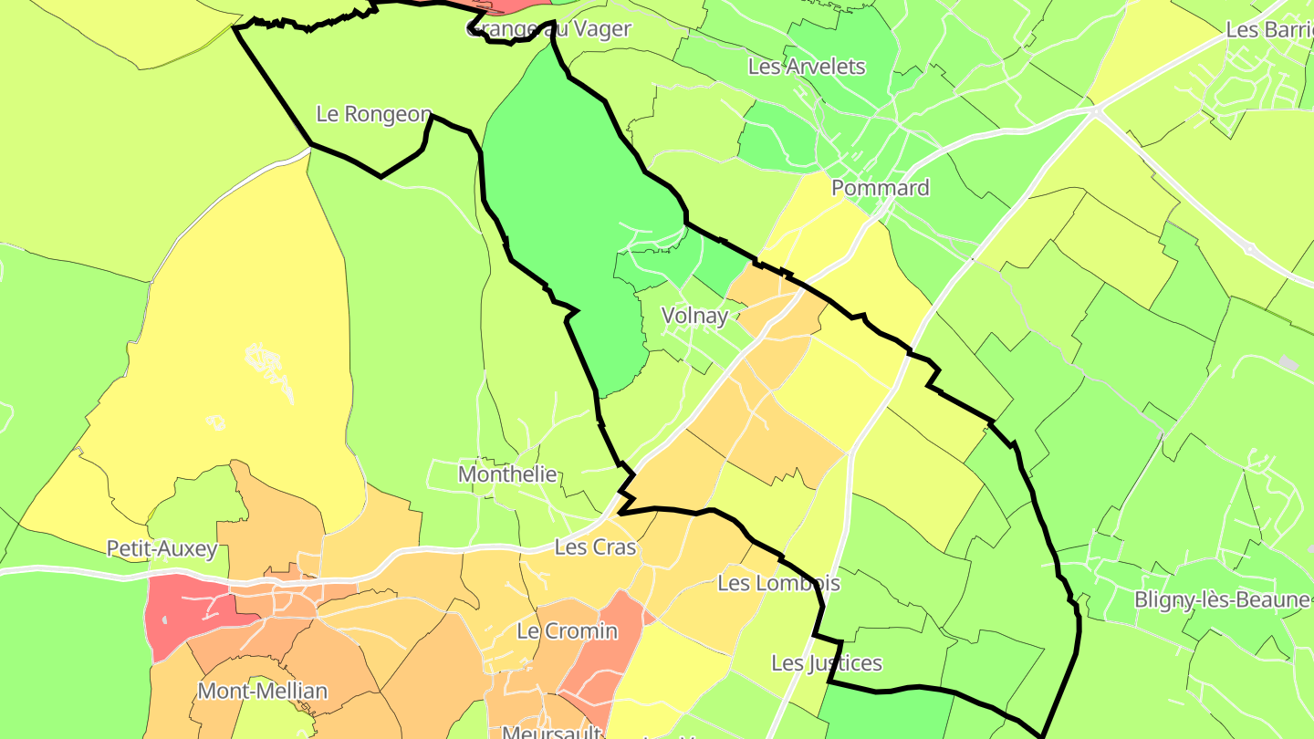 Carte des prix de l'immobilier Volnay